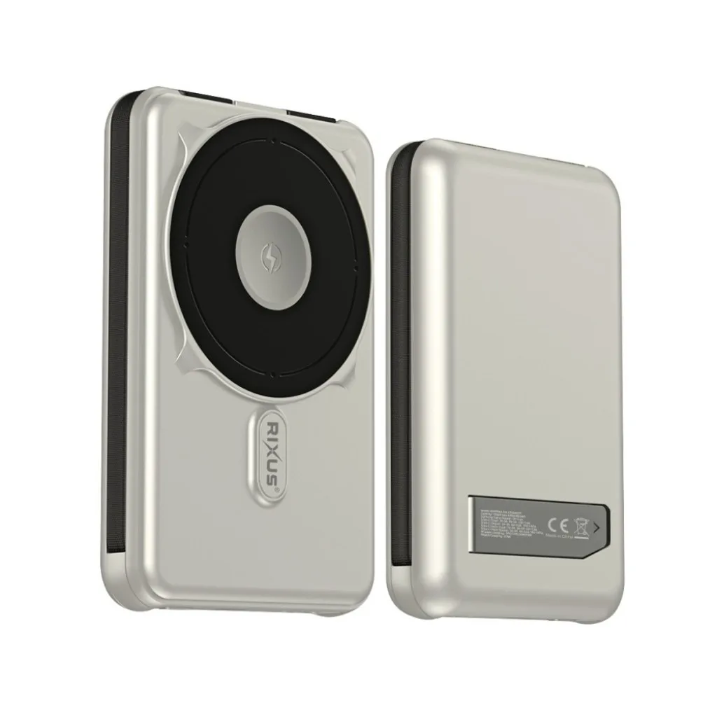 Rixus MagSafe Compatible Powerbank 10000mAh With Built-in Cable, sølv, billede 2