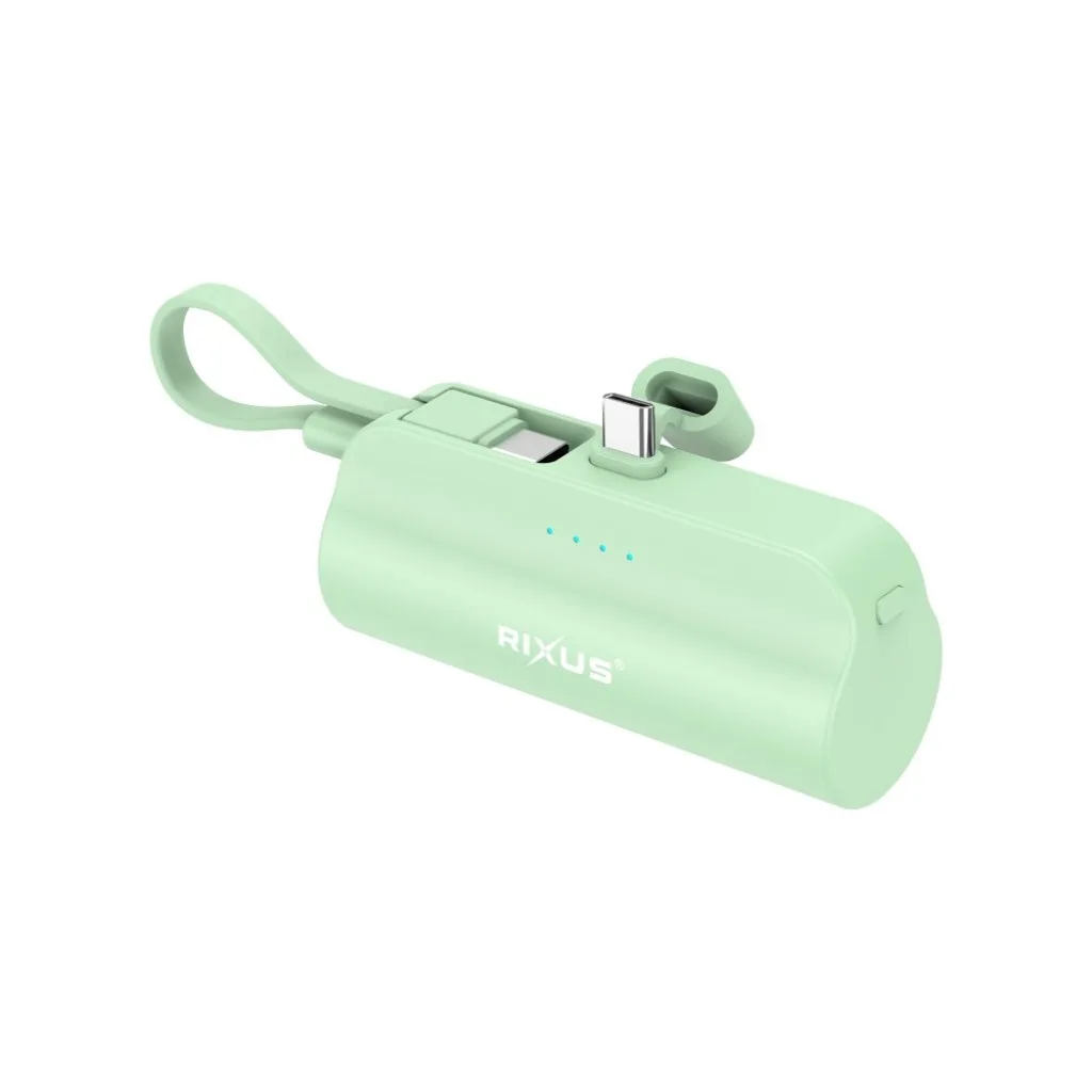 Rixus Mini Click-On Powerbank USB-C 5000mAh, grøn, billede 2