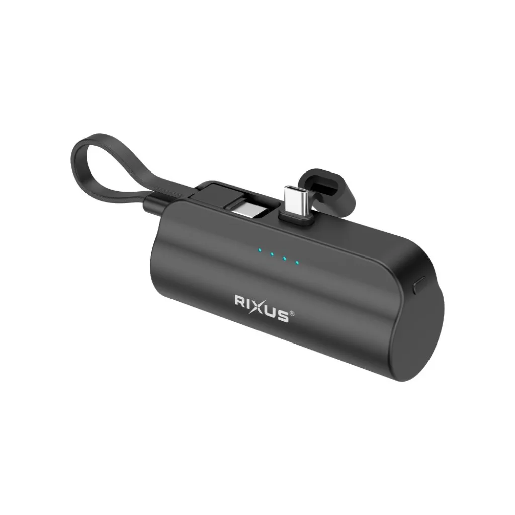Rixus Mini Click-On Powerbank USB-C 5000mAh, sort, billede 2