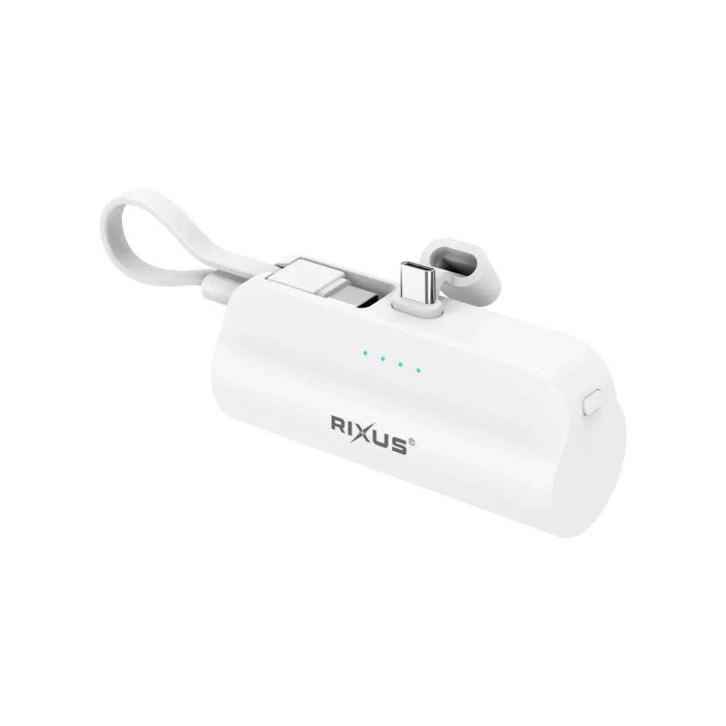 Rixus Mini Click-On Powerbank USB-C 5000mAh, hvid, billede 2