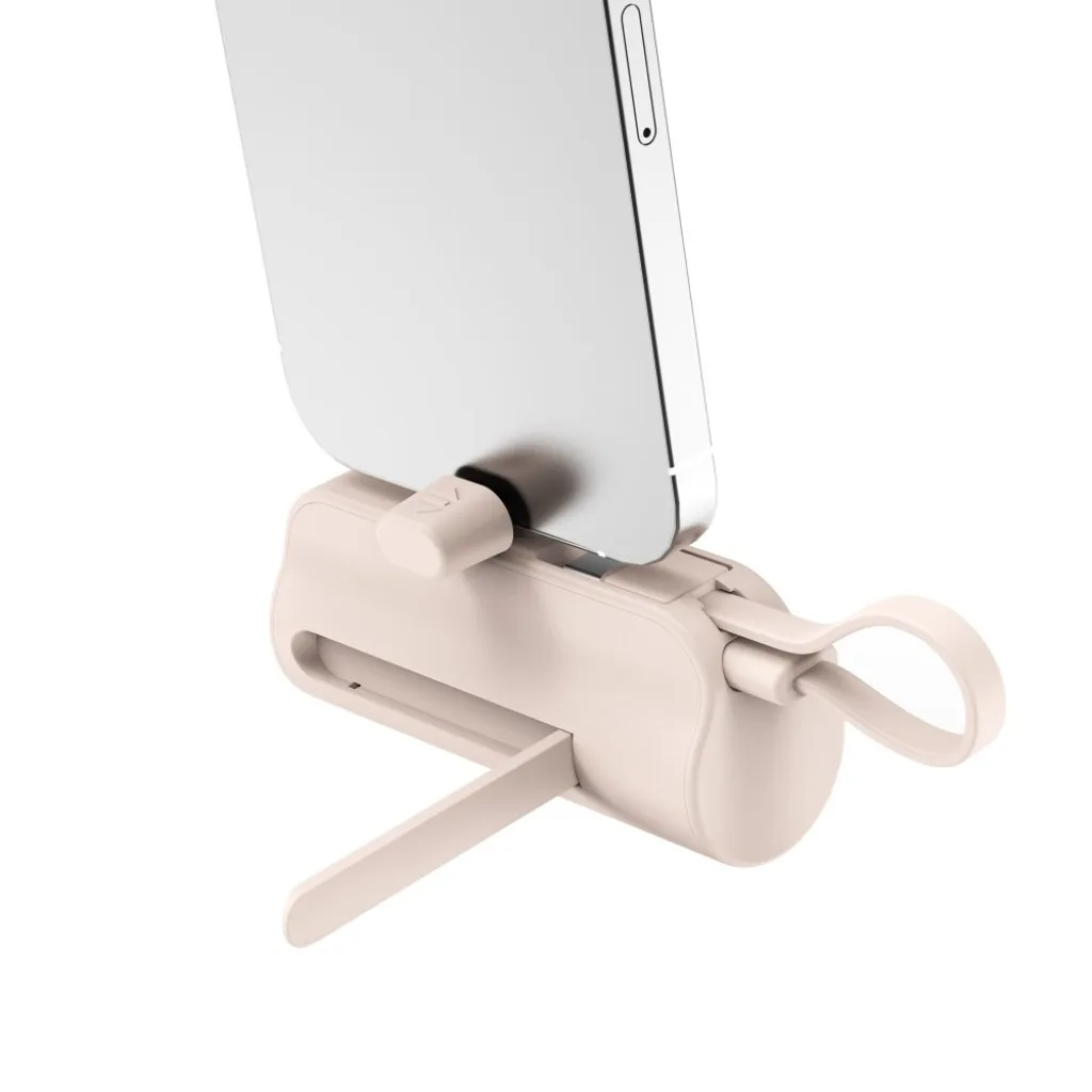 Rixus Mini Click-On Powerbank USB-C 5000mAh, pink, billede 3
