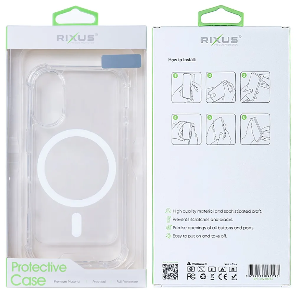 Rixus Anti-Burst cover med MagSafe til Galaxy S25 Edge, gennemsigtig, billede 6