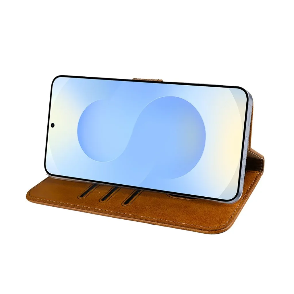 Rixus Bookcase pungcover til Galaxy S25 Edge, light brown, billede 6