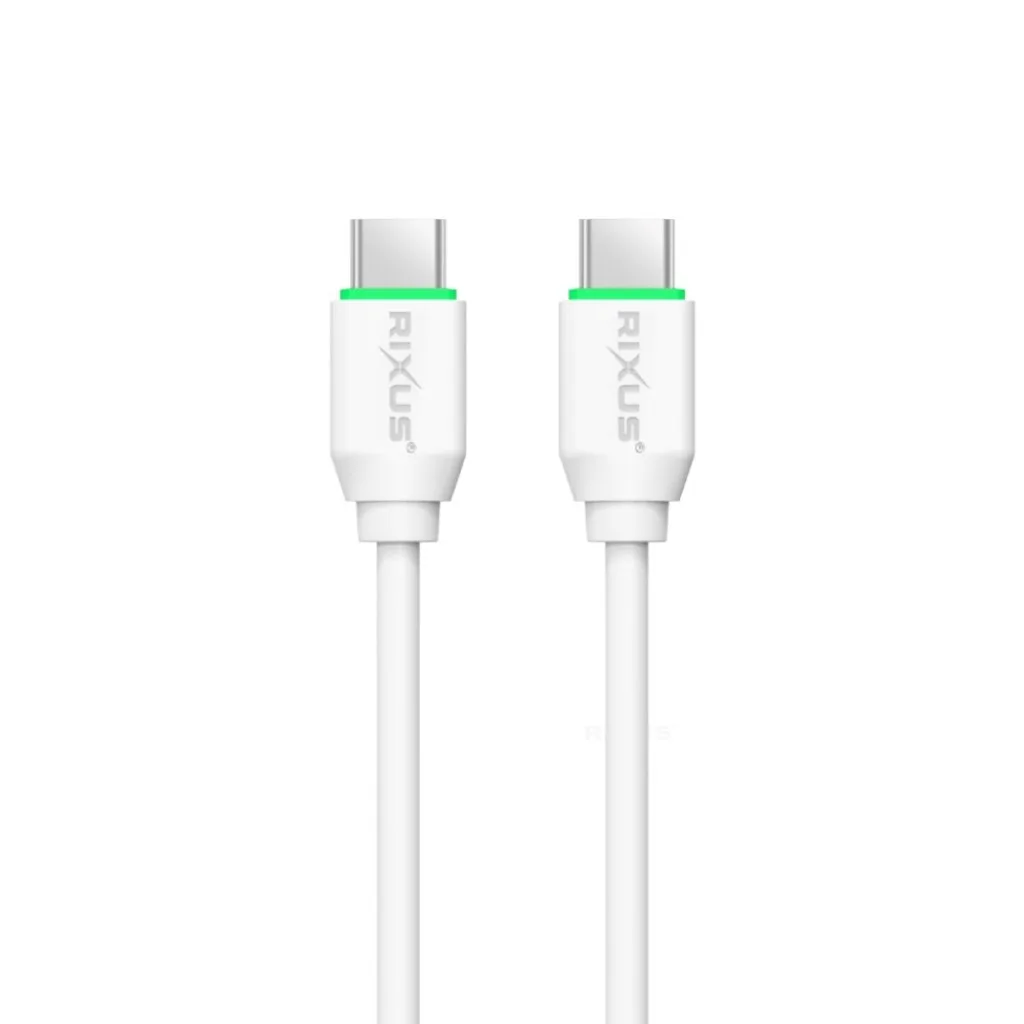Rixus RX90CC Adapter With USB-C To USB-C Cable 1m 20W kabel, hvid, billede 2