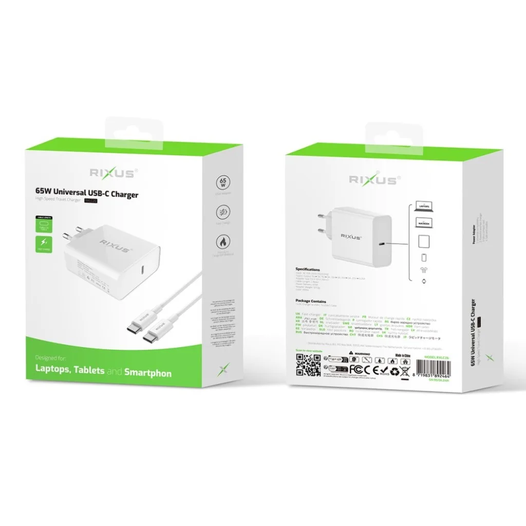 Rixus Universal USB-C Charger oplader, hvid, billede 4