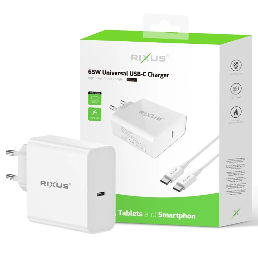 Rixus Universal USB-C Charger oplader, hvid, billede 5