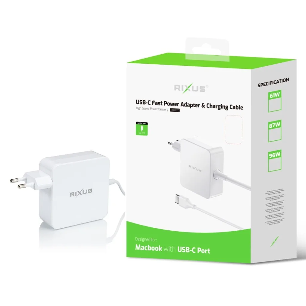 Rixus RXMCTC Power Adapter 87W USB-C oplader, hvid, billede 5