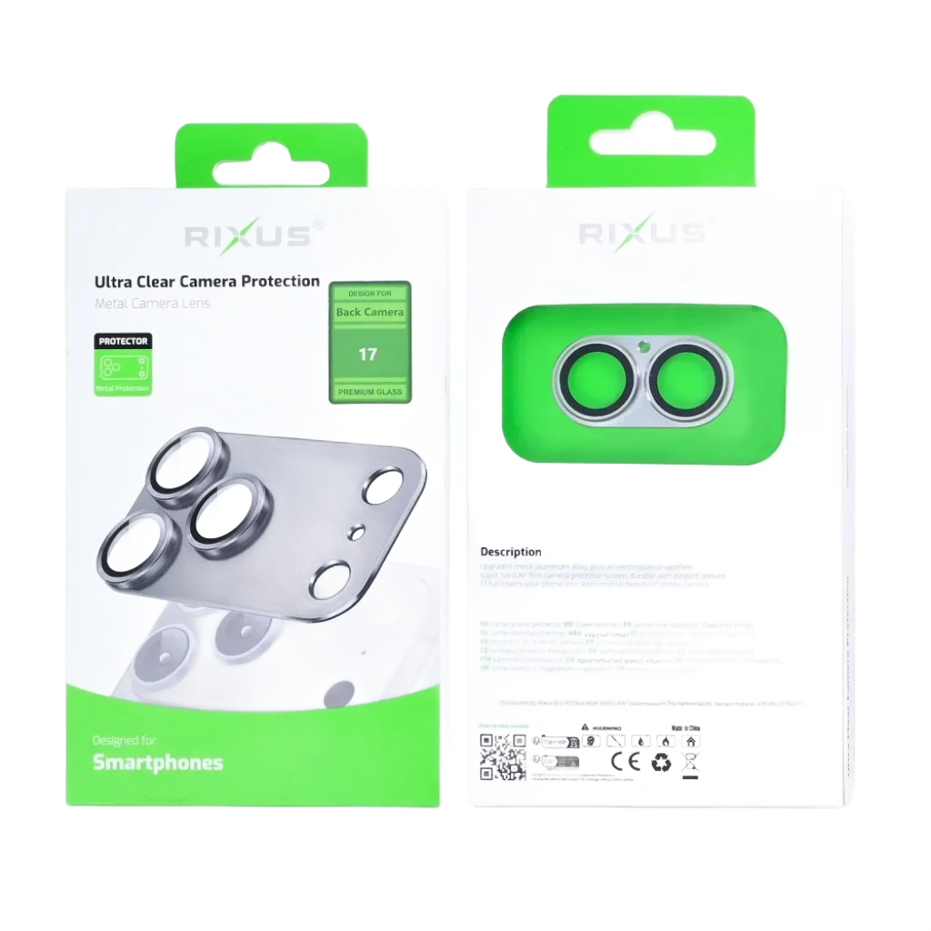 Rixus Ultra Clear Camera Protection beskyttelsesglas til iPhone 17, hvid
