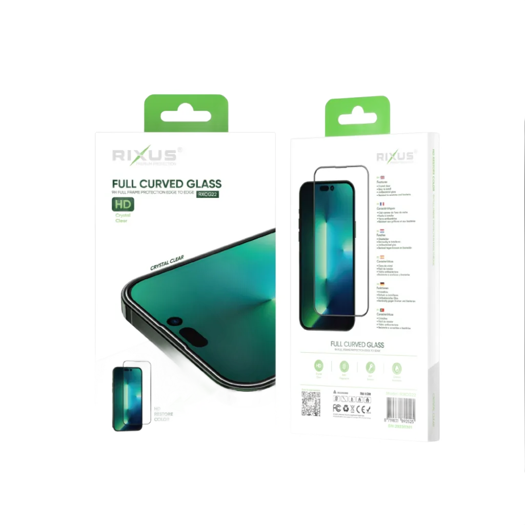 Rixus Clear HD Full Curved Edge beskyttelsesglas til iPhone 13, 14, 16e og 17e