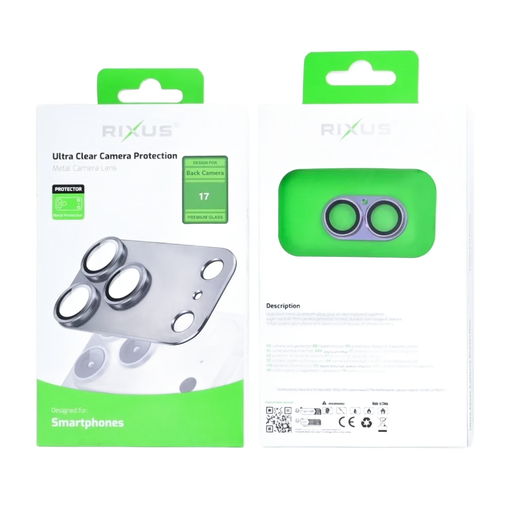 Rixus Ultra Clear Camera Protection beskyttelsesglas til iPhone 17, lilla