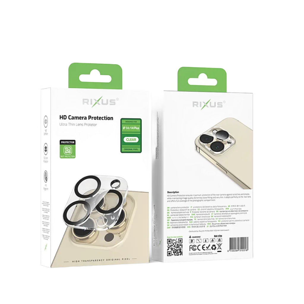 Rixus Clear HD Camera beskyttelsesglas til iPhone 14 og 14 Plus
