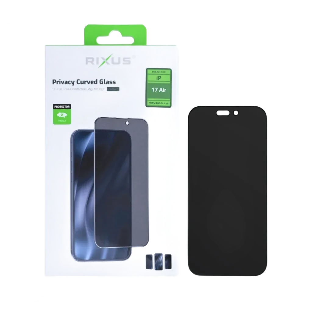 Rixus Privacy Full Curved Edge beskyttelsesglas til iPhone 17 Air