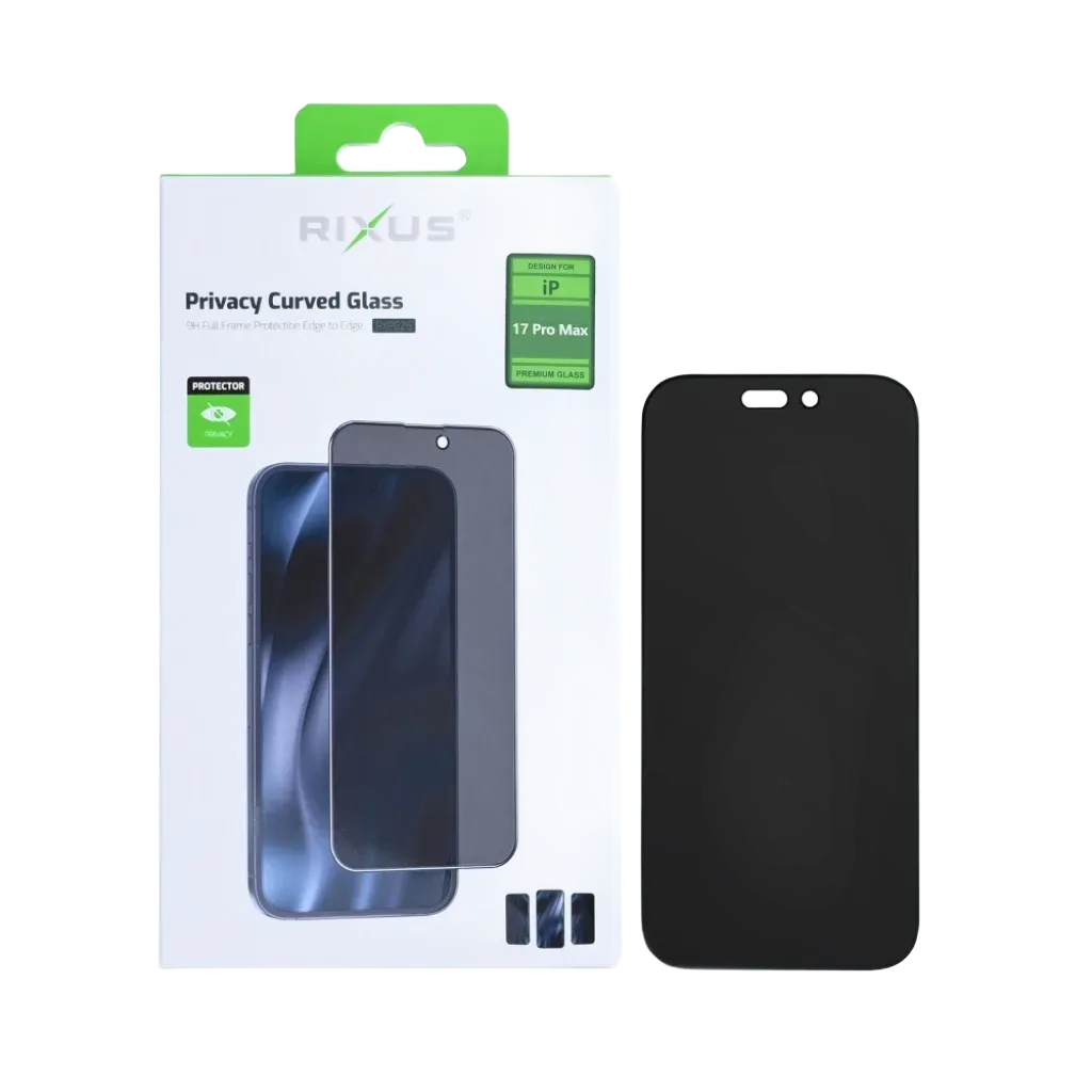 Rixus Privacy Full Curved Edge beskyttelsesglas til iPhone 17 Pro Max