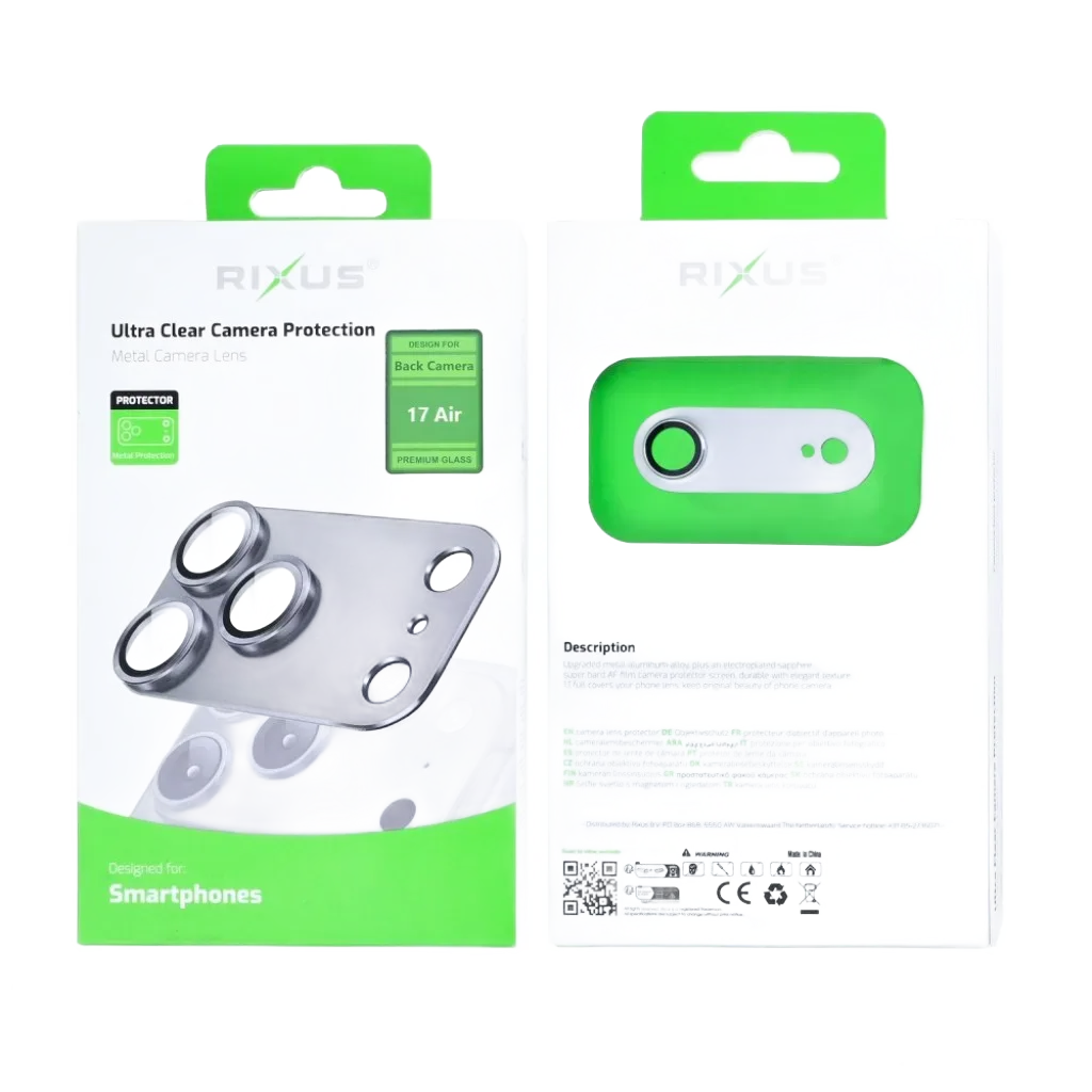 Rixus Ultra Clear Camera Protection beskyttelsesglas til iPhone 17 Air, hvid
