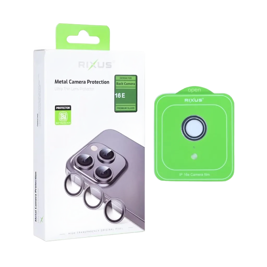 Rixus Metal Shield Camera beskyttelsesglas til iPhone 16e og 17e