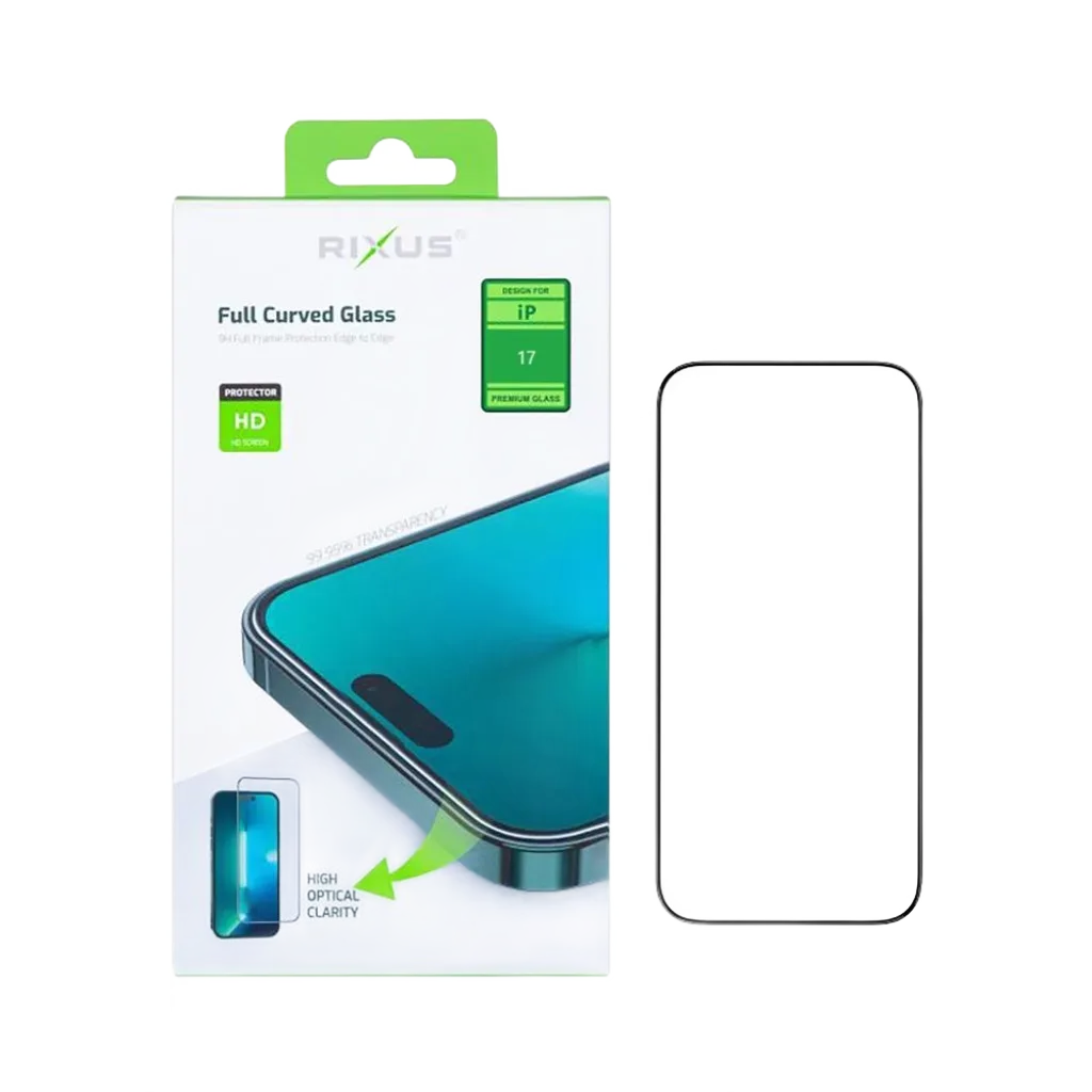 Rixus Clear HD Full Curved Edge beskyttelsesglas til iPhone 17