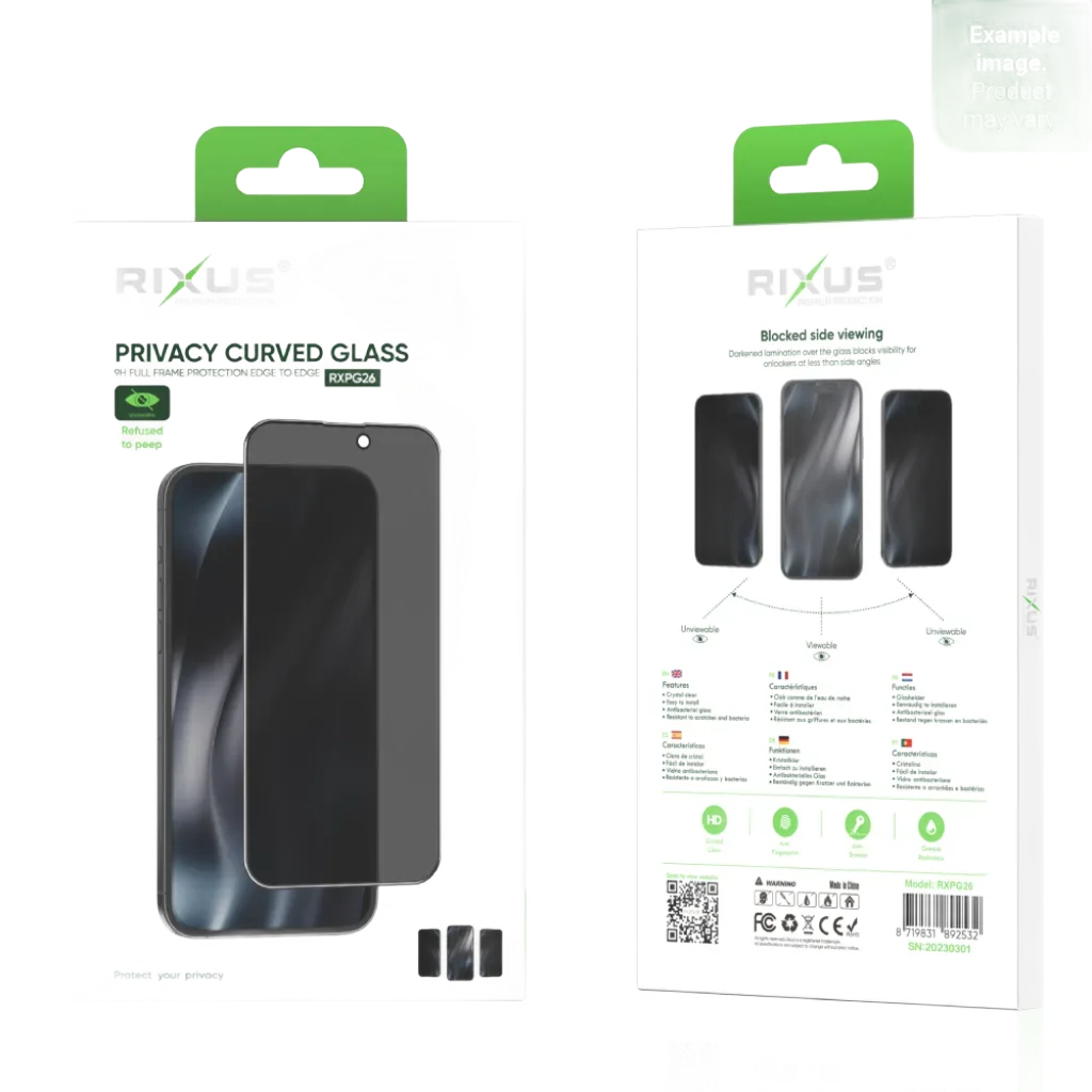 Rixus Privacy Full Curved Edge beskyttelsesglas til iPhone 15 Plus