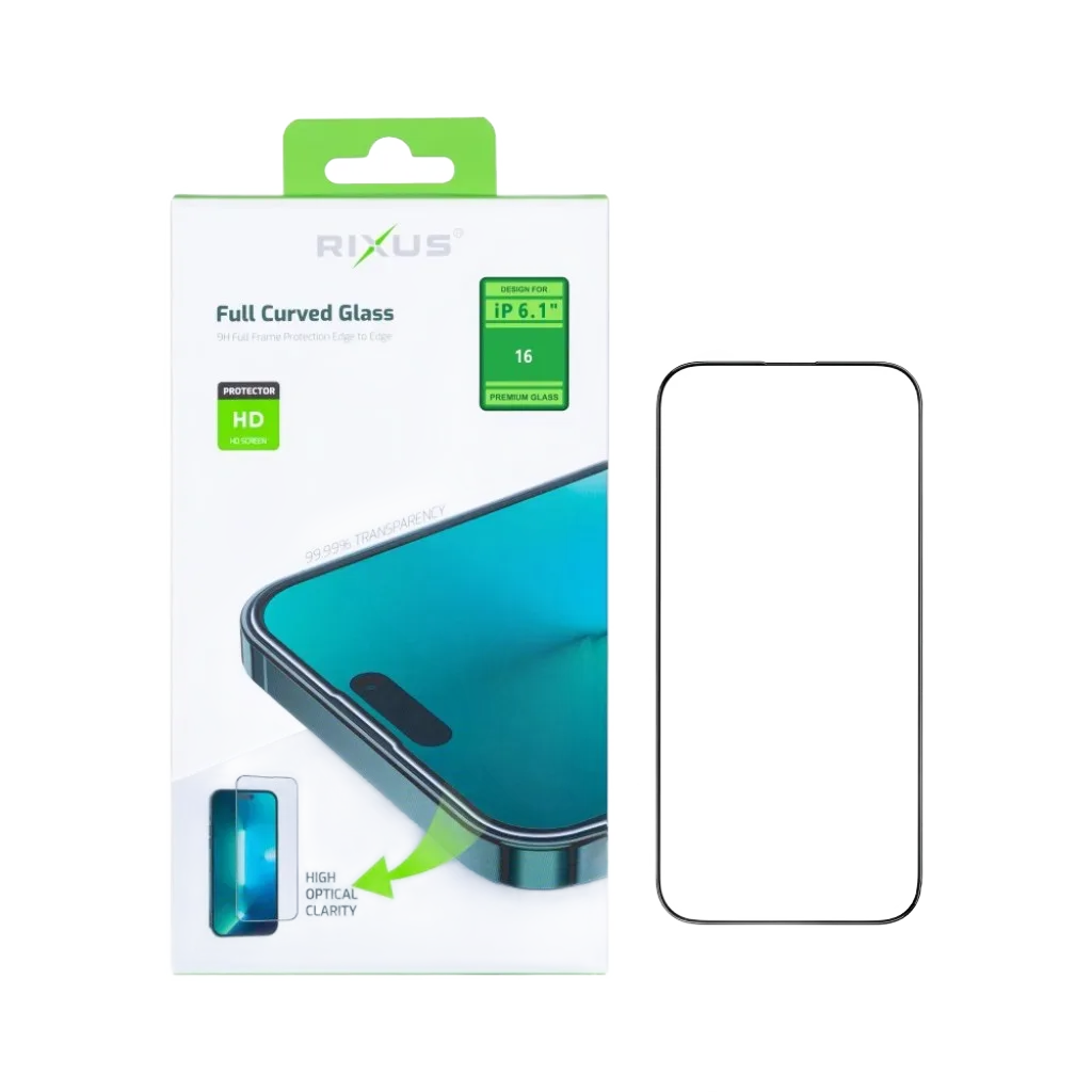 Rixus Clear HD Full Curved Edge beskyttelsesglas til iPhone 16