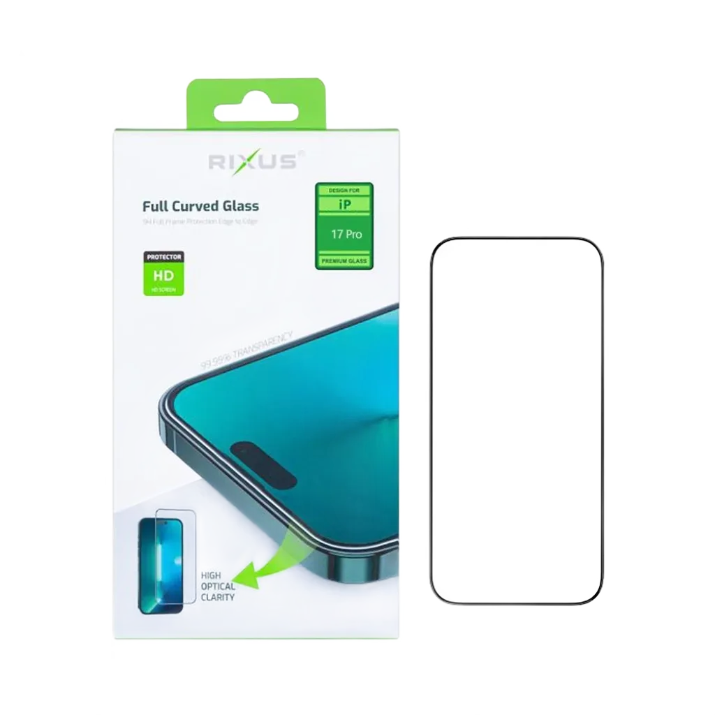 Rixus Clear HD Full Curved Edge beskyttelsesglas til iPhone 17 Pro