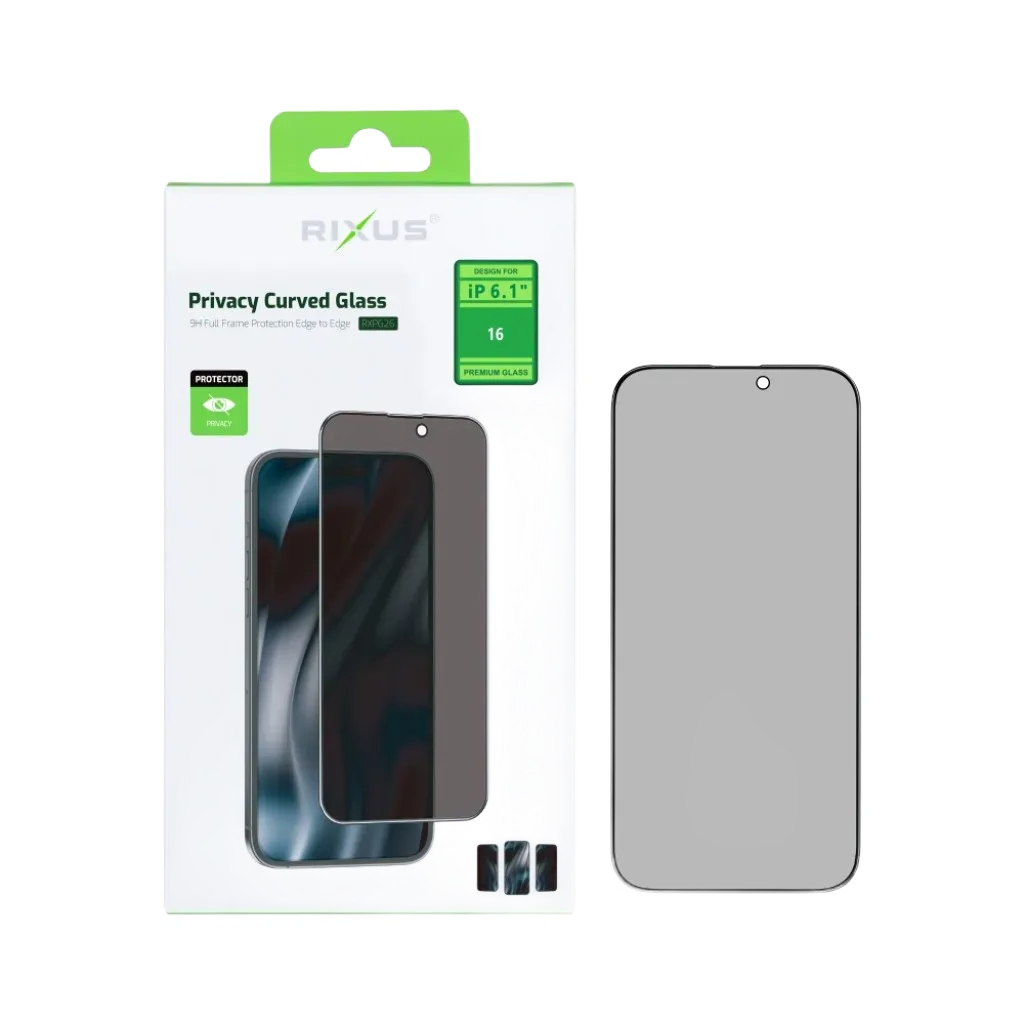 Rixus Privacy Full Curved Edge beskyttelsesglas til iPhone 16