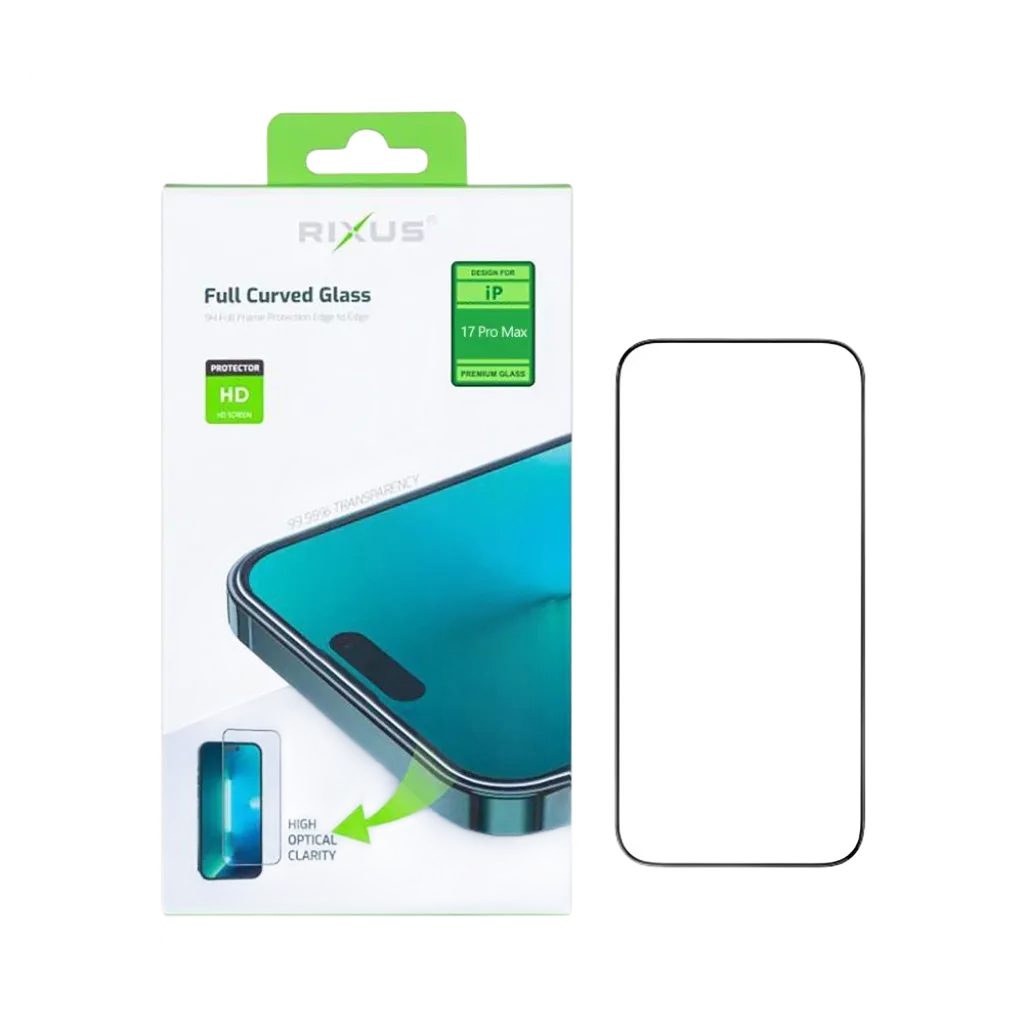 Rixus Clear HD Full Curved Edge beskyttelsesglas til iPhone 17 Pro Max