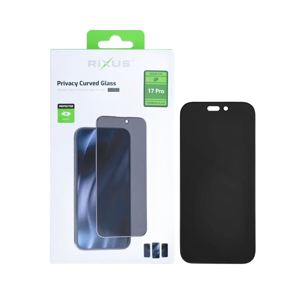 Rixus Privacy Full Curved Edge beskyttelsesglas til iPhone 17 Pro