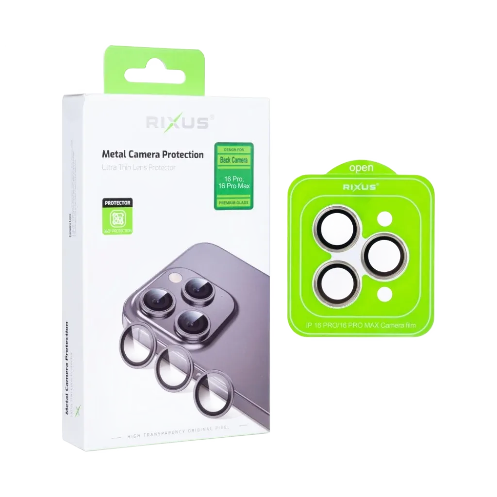 Rixus Metal Shield Camera beskyttelsesglas til iPhone 16 Pro og 16 Pro Max
