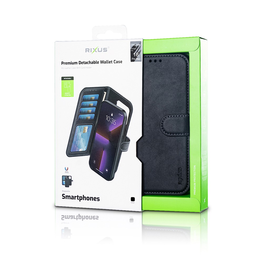 Rixus Duo pungcover med aftageligt cover til iPhone 17 Pro Max og 18 Pro Max, sort, billede 5
