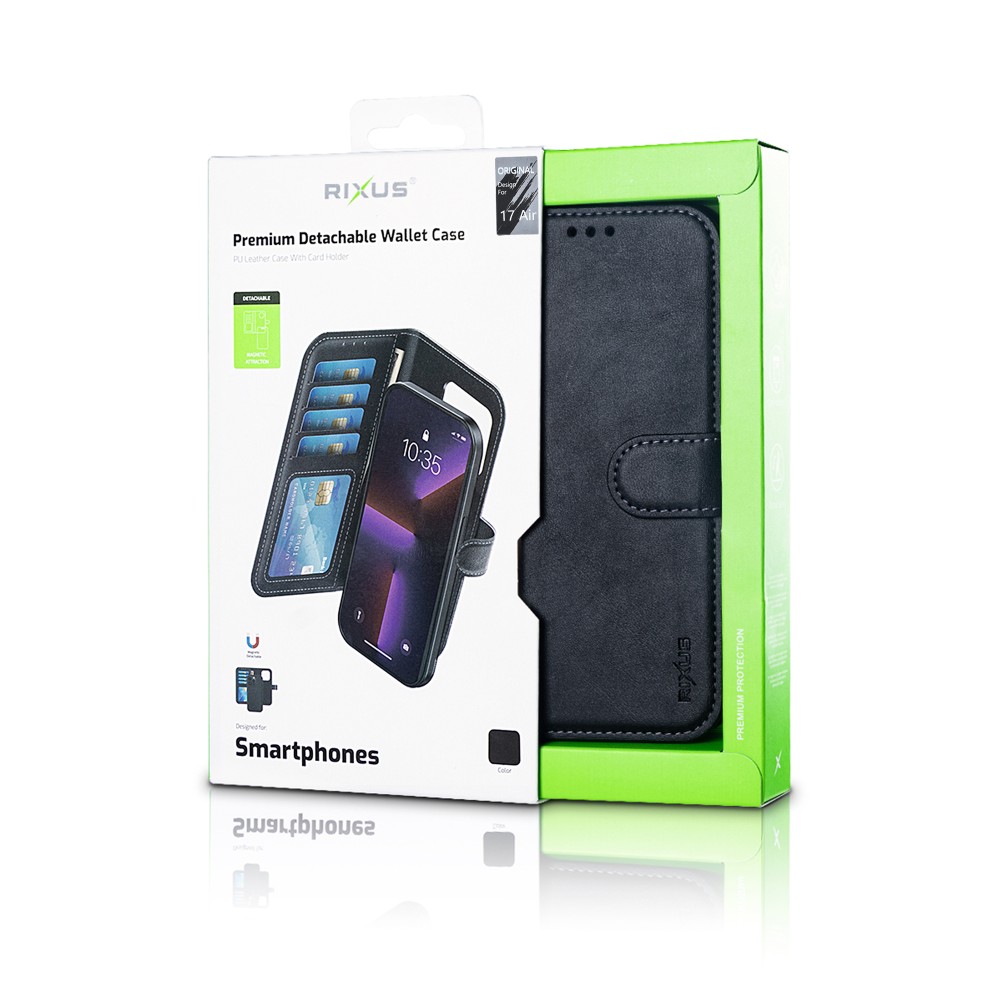 Rixus Duo pungcover med aftageligt cover til iPhone 17 Air, sort, billede 4