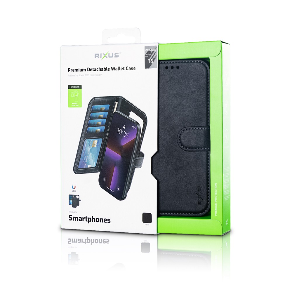 Rixus Duo pungcover med aftageligt cover til iPhone 16, sort, billede 5